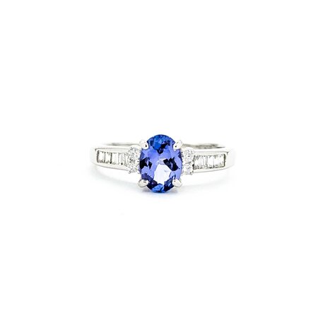 Rings Channel Set .27ctw Round & Baguette Diamonds .94ct Tanzanite 900pt 3mm Sz4 3.7g 125040034