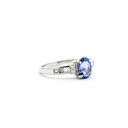 Rings Channel Set .27ctw Round & Baguette Diamonds .94ct Tanzanite 900pt 3mm Sz4 3.7g 125040034