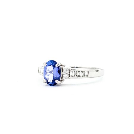 Rings Channel Set .27ctw Round & Baguette Diamonds .94ct Tanzanite 900pt 3mm Sz4 3.7g 125040034