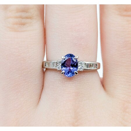 Rings Channel Set .27ctw Round & Baguette Diamonds .94ct Tanzanite 900pt 3mm Sz4 3.7g 125040034