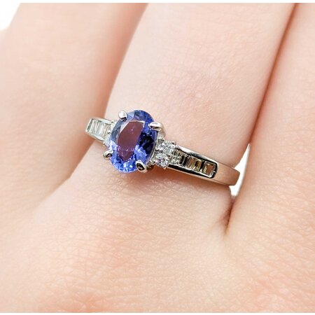 Rings Channel Set .27ctw Round & Baguette Diamonds .94ct Tanzanite 900pt 3mm Sz4 3.7g 125040034