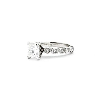 Ring Engagement .70ct Princess Cut Diamond 18kw Sz3.75 3.22g 225040143