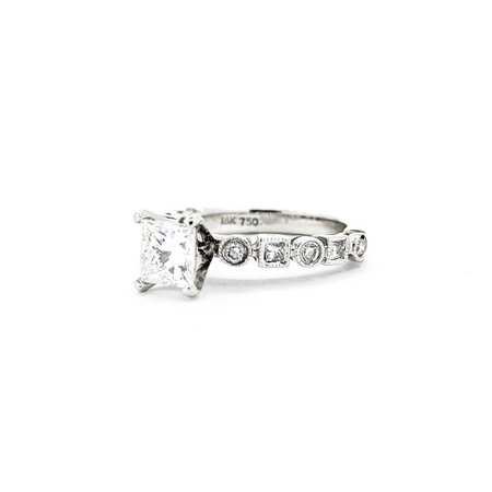 Ring Engagement .70ct Princess Cut Diamond 18kw Sz3.75 3.22g 225040143