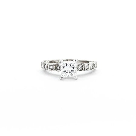 Ring Engagement .70ct Princess Cut Diamond 18kw Sz3.75 3.22g 225040143