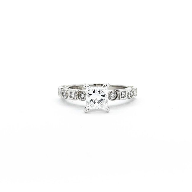 Ring Engagement .70ct Princess Cut Diamond 18kw Sz3.75 3.22g 225040143