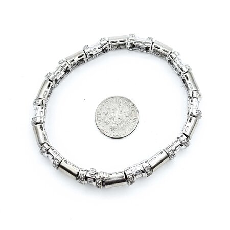 Bracelet Half Round Brushed 2.00ctw Round/Baguette Diamonds 14kw 8mm 7.25" 30.24g 225040112