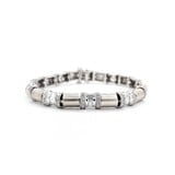  Bracelet Half Round Brushed 2.00ctw Round/Baguette Diamonds 14kw 8mm 7.25" 30.24g 225040112