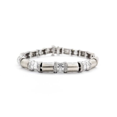 Bracelet Half Round Brushed 2.00ctw Round/Baguette Diamonds 14kw 8mm 7.25" 30.24g 225040112