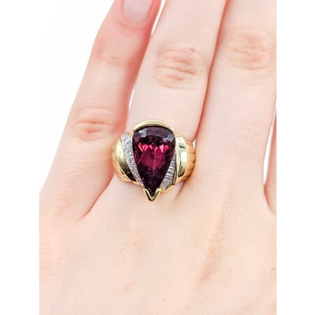 Ring .33ctw Round/Baguette Diamonds 5.25ct Rubelite Tourmaline 18ky Sz6 14.04g 225040115