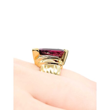 Ring .33ctw Round/Baguette Diamonds 5.25ct Rubelite Tourmaline 18ky Sz6 14.04g 225040115