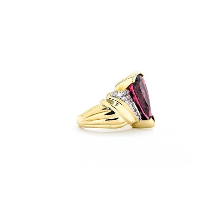 Ring .33ctw Round/Baguette Diamonds 5.25ct Rubelite Tourmaline 18ky Sz6 14.04g 225040115