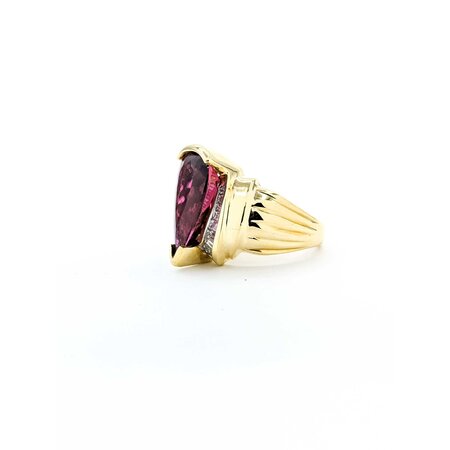 Ring .33ctw Round/Baguette Diamonds 5.25ct Rubelite Tourmaline 18ky Sz6 14.04g 225040115