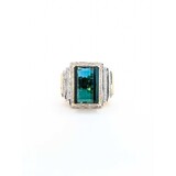  Ring .20ctw Round Diamonds 9.38ct Tourmaline 18ky Sz7 16.76g 225040116