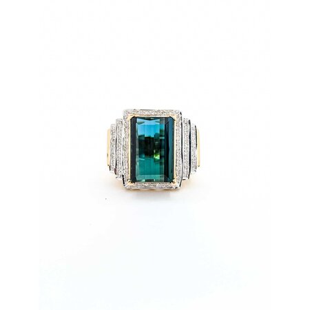 Ring .20ctw Round Diamonds 9.38ct Tourmaline 18ky Sz7 16.76g 225040116