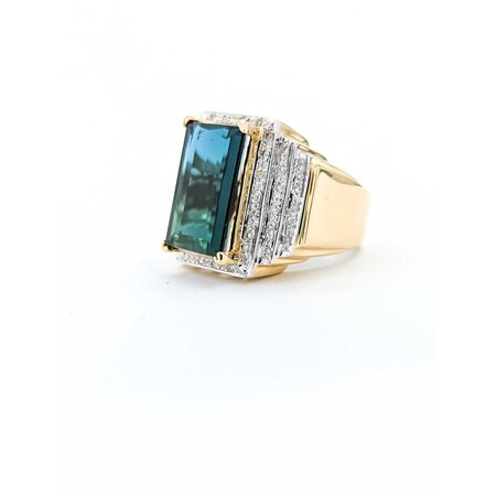 Ring .20ctw Round Diamonds 9.38ct Tourmaline 18ky Sz7 16.76g 225040116