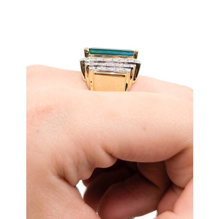 Ring .20ctw Round Diamonds 9.38ct Tourmaline 18ky Sz7 16.76g 225040116