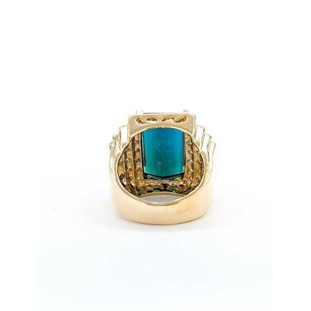 Ring .20ctw Round Diamonds 9.38ct Tourmaline 18ky Sz7 16.76g 225040116