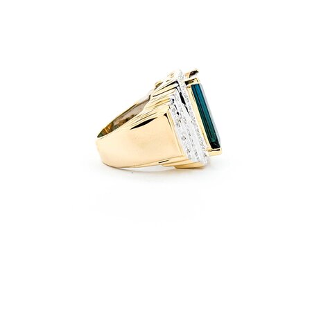 Ring .20ctw Round Diamonds 9.38ct Tourmaline 18ky Sz7 16.76g 225040116