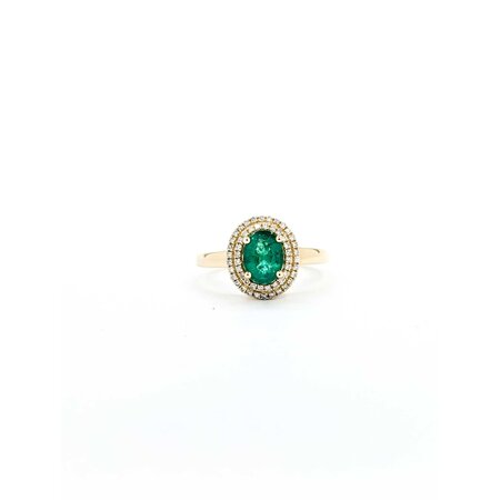 Ring .25ctw Round Diamonds 1.10ct Emerald 14ky Sz7 3.58g 225040059