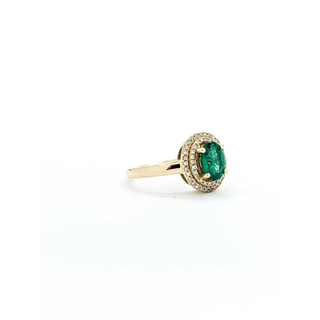 Ring .25ctw Round Diamonds 1.10ct Emerald 14ky Sz7 3.58g 225040059