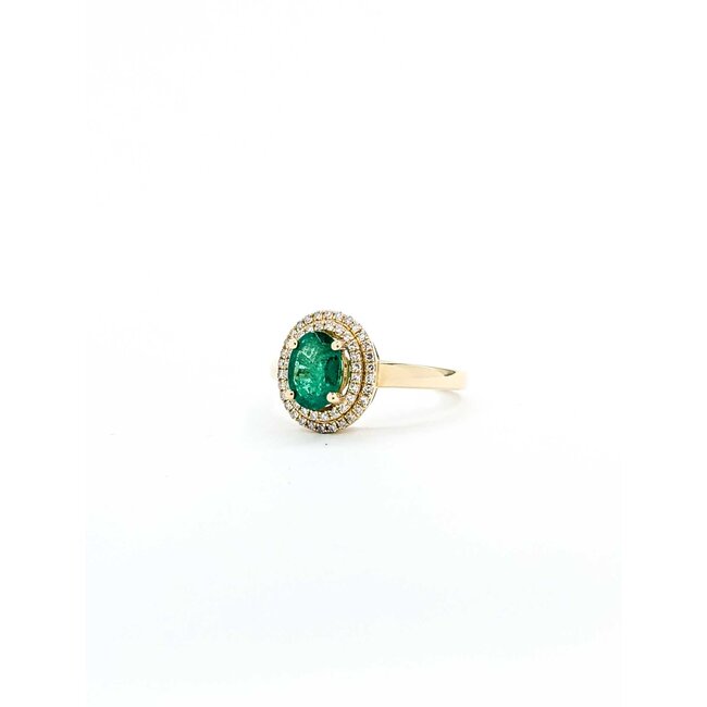 Ring .25ctw Round Diamonds 1.10ct Emerald 14ky Sz7 3.58g 225040059