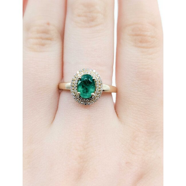 Ring .25ctw Round Diamonds 1.10ct Emerald 14ky Sz7 3.58g 225040059