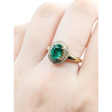 Ring .25ctw Round Diamonds 1.10ct Emerald 14ky Sz7 3.58g 225040059