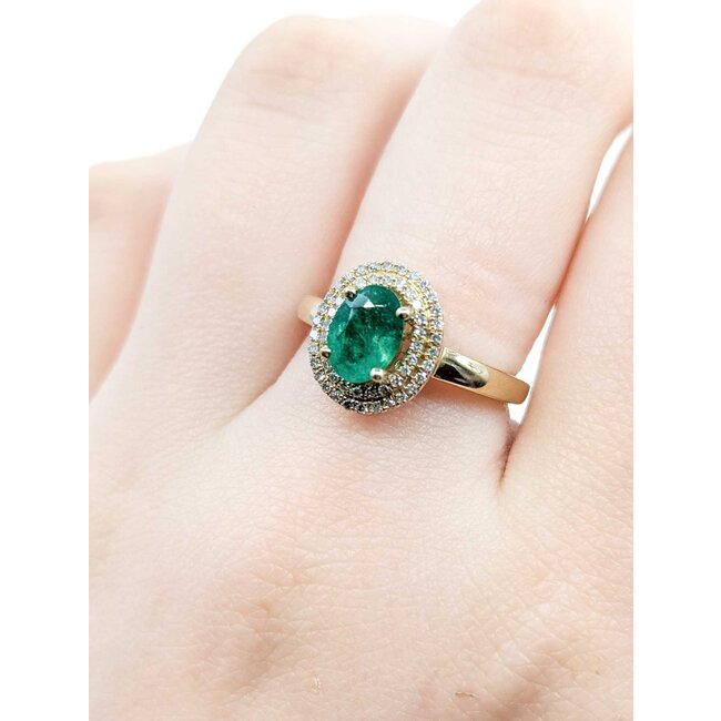 Ring .25ctw Round Diamonds 1.10ct Emerald 14ky Sz7 3.58g 225040059