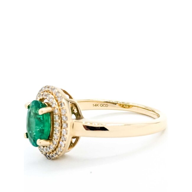 Ring .25ctw Round Diamonds 1.10ct Emerald 14ky Sz7 3.58g 225040059