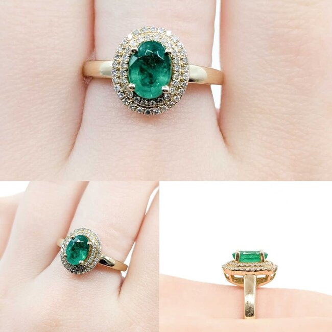 Ring .25ctw Round Diamonds 1.10ct Emerald 14ky Sz7 3.58g 225040059