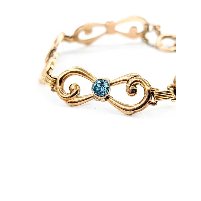 Bracelet Fancy Link .50ct Blue Zircon 10kr 7x.5" 7.7g 225040110