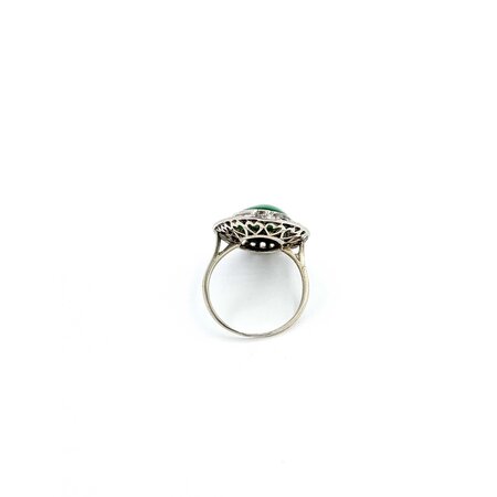 Ring .28ctw Single Cut Diamonds 16x11mm Jade 9kw 22x17mm 4.30g 225040129