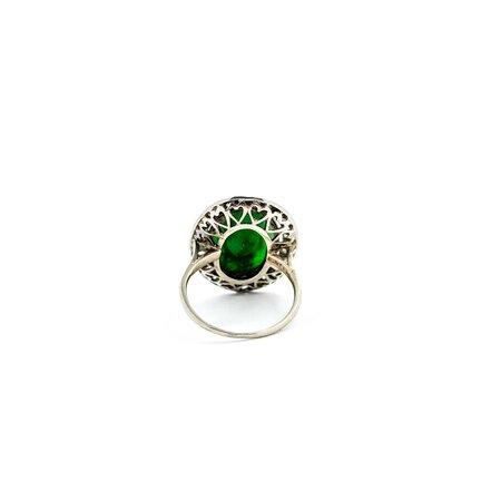 Ring .28ctw Single Cut Diamonds 16x11mm Jade 9kw 22x17mm 4.30g 225040129