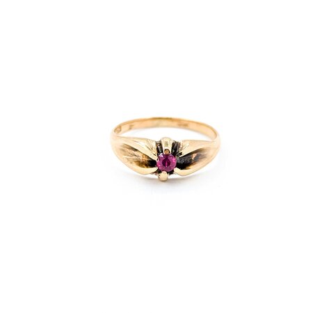Ring Solitaire .15ct Ruby 14ky 7mm Sz6 2.4g 225040090