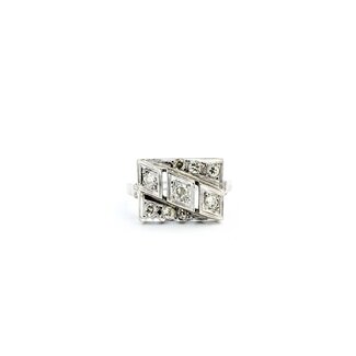 Ring Milgrain .36ctw Old Euro Cut Diamonds 14kw 15.5x11.5mm Sz6.75 5g 225040076