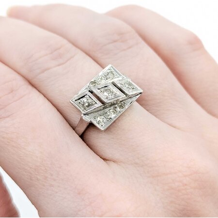 Ring Milgrain .36ctw Old Euro Cut Diamonds 14kw 15.5x11.5mm Sz6.75 5g 225040076