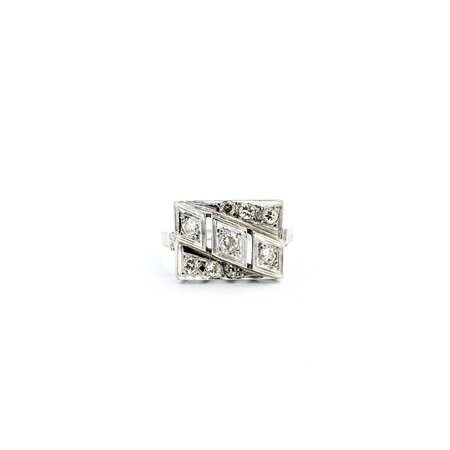 Ring Milgrain .36ctw Old Euro Cut Diamonds 14kw 15.5x11.5mm Sz6.75 5g 225040076