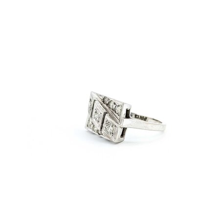 Ring Milgrain .36ctw Old Euro Cut Diamonds 14kw 15.5x11.5mm Sz6.75 5g 225040076