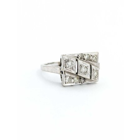 Ring Milgrain .36ctw Old Euro Cut Diamonds 14kw 15.5x11.5mm Sz6.75 5g 225040076