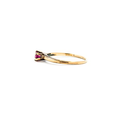 Ring Solitaire .41ct Ruby 14ky 2.1mm Sz8 2.1g 225040093