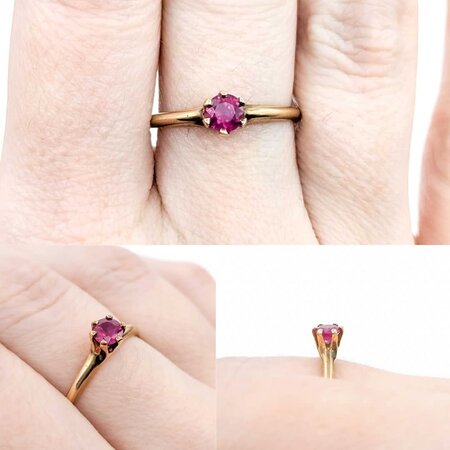 Ring Solitaire .41ct Ruby 14ky 2.1mm Sz8 2.1g 225040093