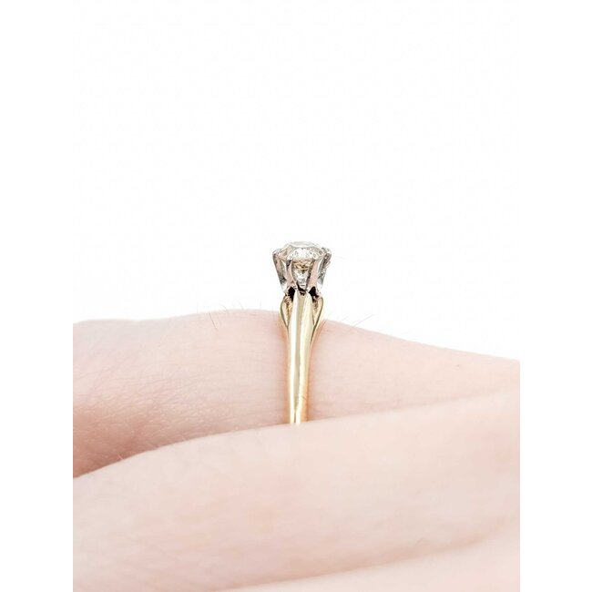 Ring Solitaire .25ctw Mine Cut Diamond 14ky 1.7mm Sz6 1.6g 125040045
