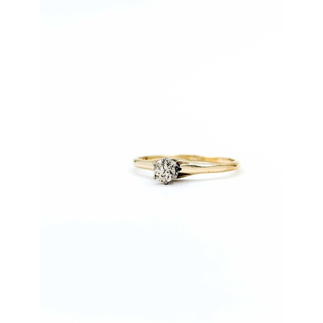 Ring Solitaire .25ctw Mine Cut Diamond 14ky 1.7mm Sz6 1.6g 125040045