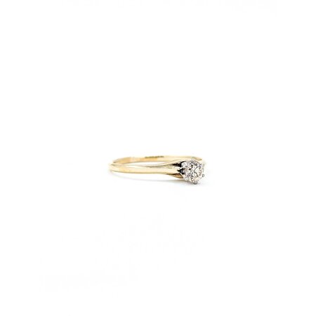 Ring Solitaire .25ctw Mine Cut Diamond 14ky 1.7mm Sz6 1.6g 125040045