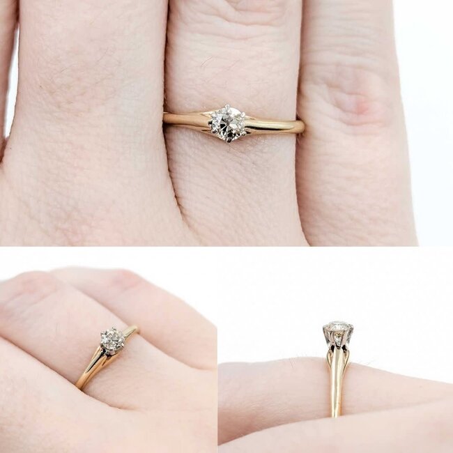 Ring Solitaire .25ctw Mine Cut Diamond 14ky 1.7mm Sz6 1.6g 125040045