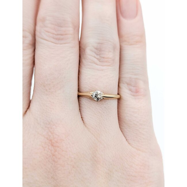 Ring Solitaire .25ctw Mine Cut Diamond 14ky 1.7mm Sz6 1.6g 125040045