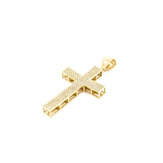 Pendant Pave Cross .24ctw Round Diamonds 14ky 1.8x0.9" 4g 125040035