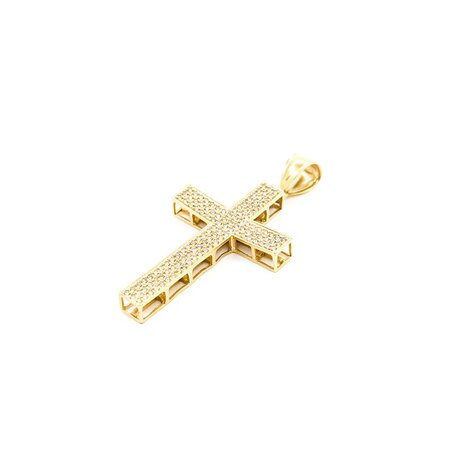 Pendant Pave Cross .24ctw Round Diamonds 14ky 1.8x0.9" 4g 125040035