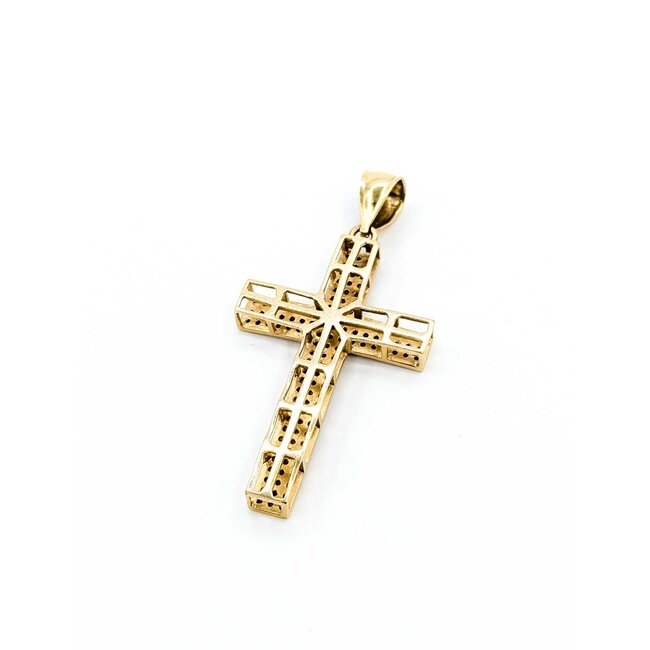 Pendant Pave Cross .24ctw Round Diamonds 14ky 1.8x0.9" 4g 125040035