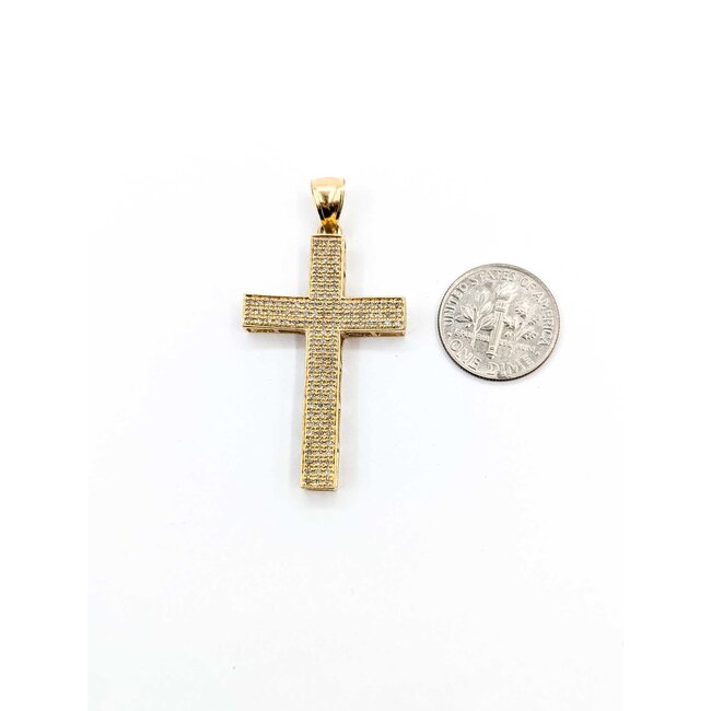 Pendant Pave Cross .24ctw Round Diamonds 14ky 1.8x0.9" 4g 125040035